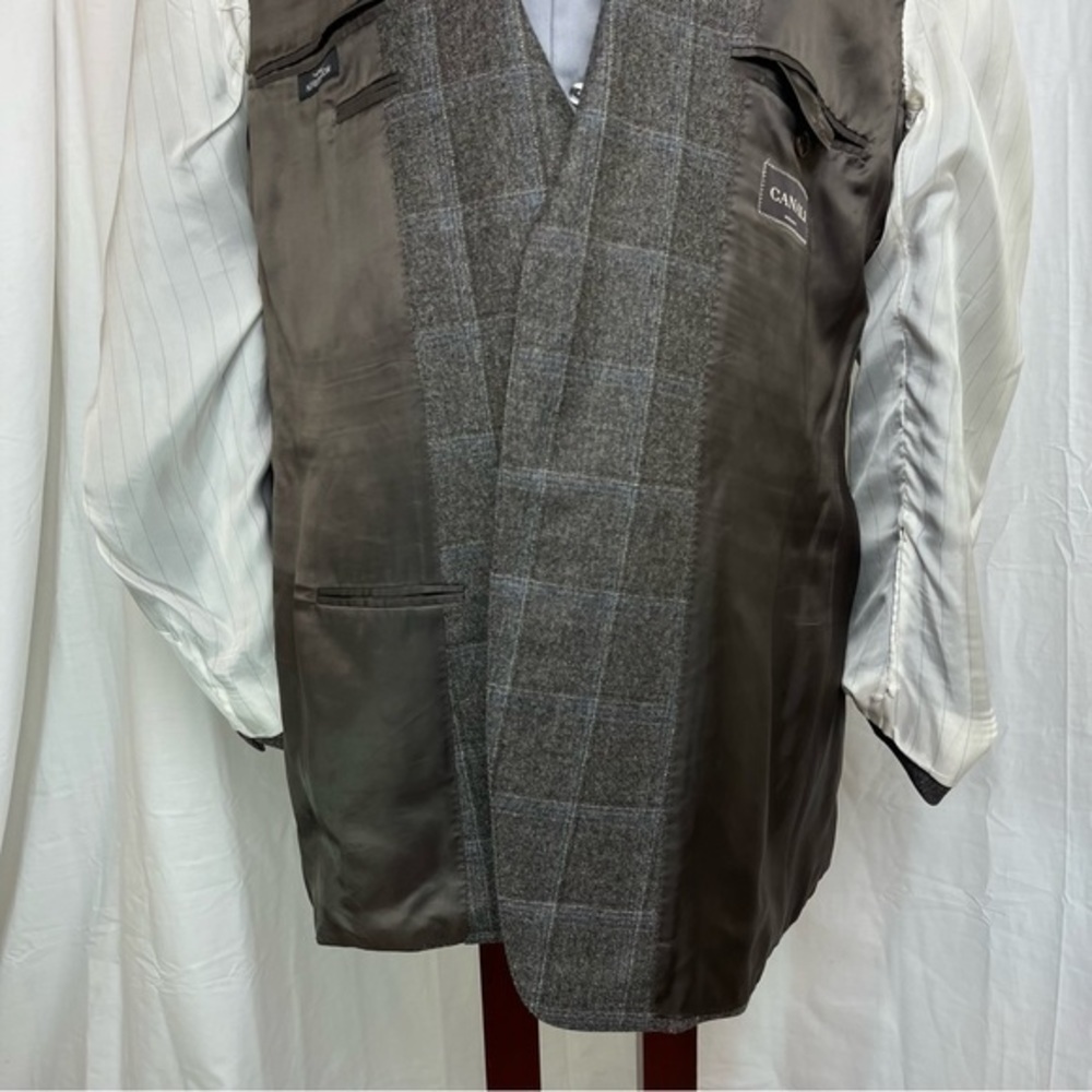 Canali made in Italy Sportcoat Window Pane Bemberg Wool Surgion Cuffs Vent 46L - Picture 6 of 15